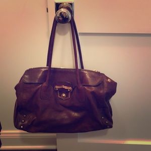 Miu Miu Brown Leather Studded Shoulder Tote